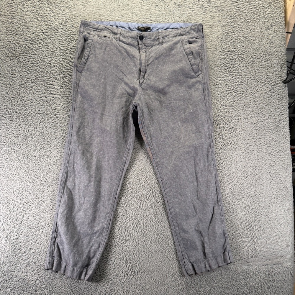 Banana Republic Pant Mens 40x30 Gray Linen Chino Straight Leg Business Preppy